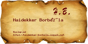 Haidekker Borbála névjegykártya